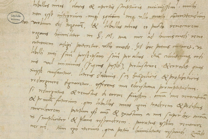 Das Bild zeigt eine Handschrift Martin Luthers
